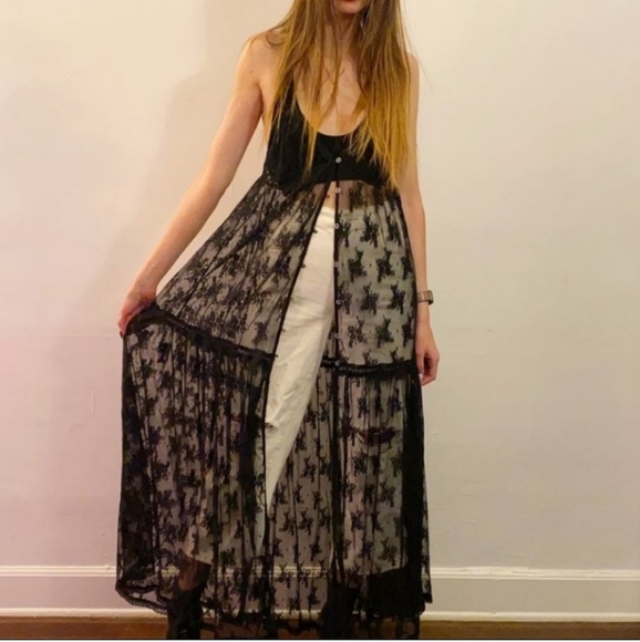 Free People In the Breeze Dress Black Maxi Slip - Picture 3 of 8